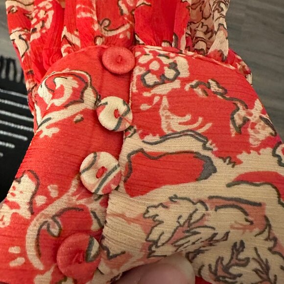 Zara red paisley blouse - Picture 4 of 5